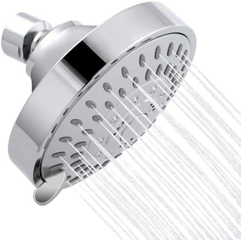 AISOSO High Pressure Rain Shower Head 5 Modes Showerhead 4.1" Chrome Silver by Aisoso