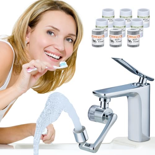 Sink Water-Filter- Kitchen Bathroom Swivel Faucet Aerator, Water Filter with Active Carbon for Water Purifier System & Skin Care, Kitchen Faucet Filter Tap Attachment(Gray) by KLLEYNA