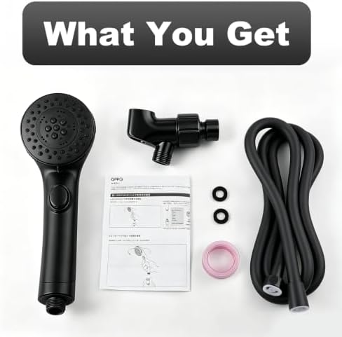 OFFO Shower Head with Handheld, 5 Mode Handheld Shower Head with On Off Switch for Water Saving, High Flow Powerful Boosting Showerheads with 60" PVC Hose & Holder, Matte Black - Image 6