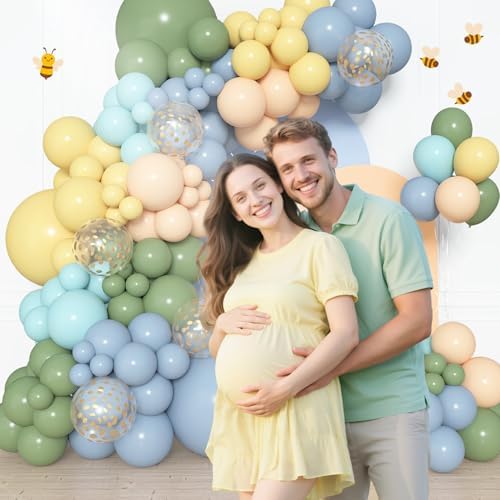Amandir 153pcs Blue and Yellow Sage Green Balloon Arch Kit Different Sizes - Image 6