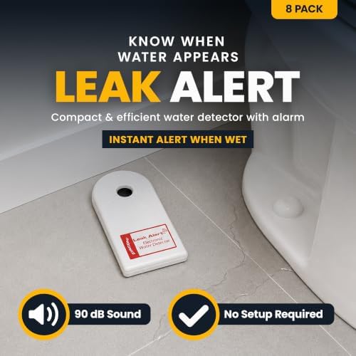 Zircon Leak Alert Water Leak Detector & Flood Sensor Alarm/Water Leak Sensor with Dual Leak Alarms 90dB Audio/Battery Powered (Contractor 8 Pack) Batteries Not Incuded,72309,White - Image 2
