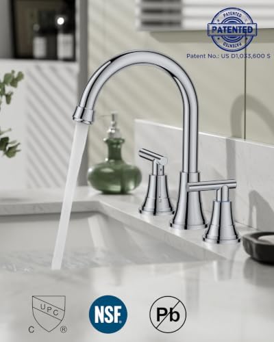 FORIOUS 8 in Widespread Chrome Bathroom Faucet 3 Hole, Chrome Faucet Vanity - Image 4