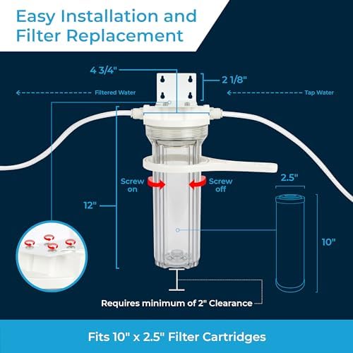 SpiroPure SP-FH-CL14 10 x 2.5 Clear Water Filter Housing 10x2.5, 1/4" NPT - Image 3