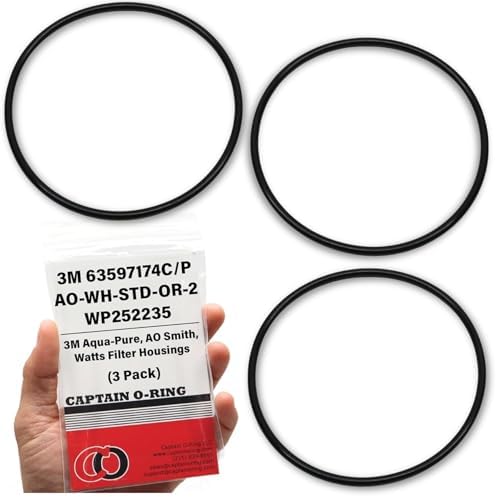 Captain O-Ring - Replacement 63597174C / 63597174P / AO-WH-STD-OR-2 / WP252235 Orings for 3M Aqua-Pure, AO Smith, Watts Filter Housings (3 Pack) by CaptainO-Ring