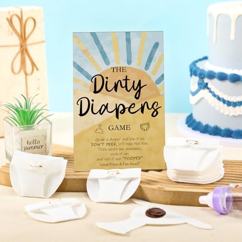 Roowest 51 Pcs Dirty Diaper Baby Shower Games, Sun - Image 4