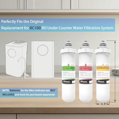 RF-20 Water Filter Replacement Cartridge Compatible With Brondell RC100 RO System, Lasts 6 Months, NOT Including Filter Indicator Replacement Battery, Pack of 3 Filters - Image 2