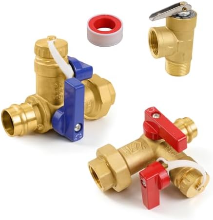 1PC HeSun 3/4" Press Tankless Water Heater Service Valve Kit(Tool055-1) by HeSun