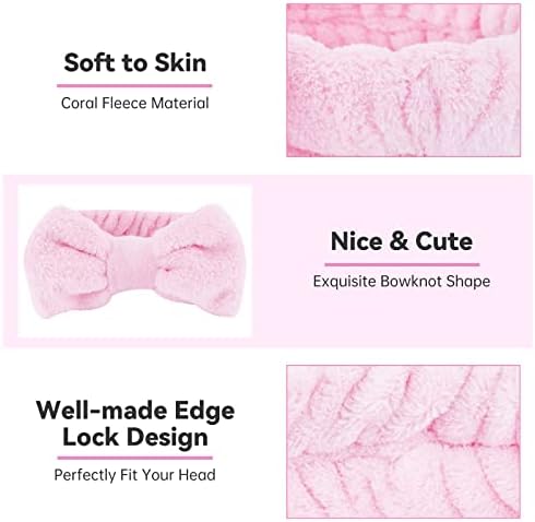Ondder Spa Headband for Washing Face 8 Pack Pink Skincare Makeup Headbands - Image 4