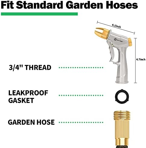 AUTOMAN Garden Hose Nozzle Sprayer - High Pressure 100% Metal Water Spray Nozzle With 4 Patterns - Heavy Duty for Watering Plants, Lawns, Washing Cars & Pets - Image 6