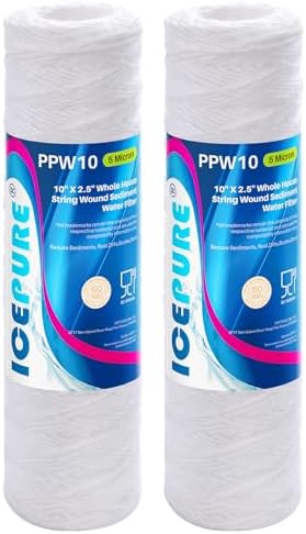 ICEPURE 5 Micron 10" x 2.5" Whole House String Wound Sediment Water Filter Cartridge for Well Water, Replacement for Aqua-Pure AP110, WP-5, CFS110, Culligan P5, WFPFC4002, CW-MF, 2 PACK by ICEPURE