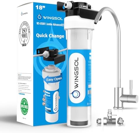 WINGSOL Water Filter for Sink with Faucet, Reduce Heavy Metals/Chlorine/PFAS/PFOA/PFOS/Odor/Sediment, NSF/ANSI 42&53 Improve Taste, EZ Change Life Indication Mineral pH+ Under Sink Water Filter by WINGSOL