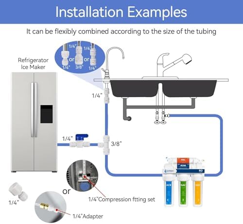 Refrigerator Water Line Kit, 39.3 FT Fridge Water Line Kit, 1/4" O.D. Water Tubing Hose with Quick Connect for Fridge Ice Maker R.O. Systems Water Filters Faucet - Image 3