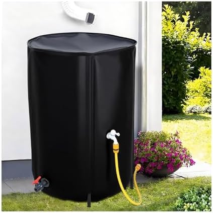 Portable Rainwater Harvesting System 1250L Water Storage Tank with Filter Gutter Downspout Diverter Ideal for Garden/Outdoor/Lawn Use (Black) by Unknown