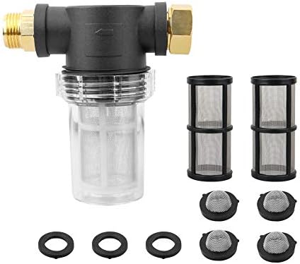 Sooprinse Garden Hose Inlet Filter for High Pressure Washer, Sediment Filter Attachment, 40 Mesh Screen, Extra 2 Pcs 100 Mesh, 3PCS O-Ring and 4PCS Filter Hose Washer by Sooprinse