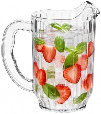 Restaurantware 32 oz Clear Plastic Water Pitcher, Contoured Lip, 1 Count - Image 6