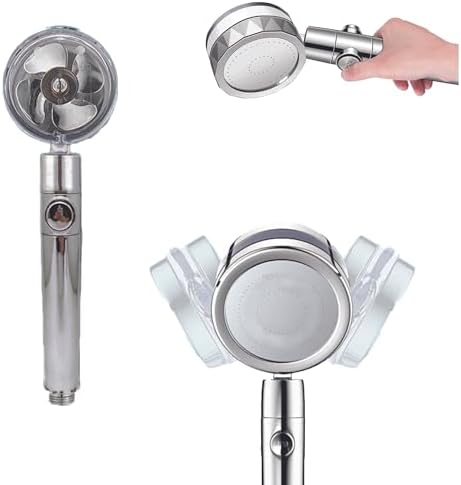 Shower Head - High Pressure Turbo Shower Head, Chrome Finished Bathroom Rainfall Shower Head With Handheld Spray & Adjustable 360° Spin Rotation For Luxury Shower Experience by THEPERFRECTPART