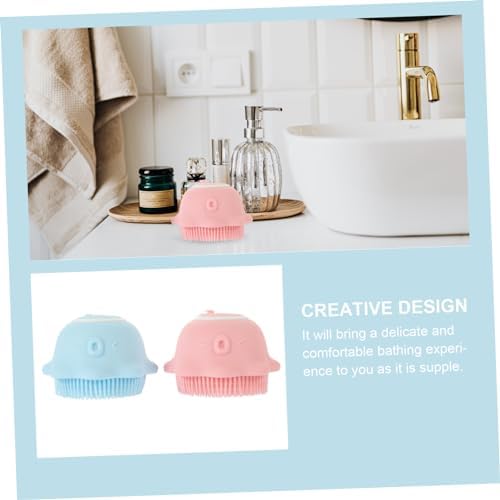 Silicone Bath Massage Brush with Shampoo Holder 2pcs for Babies - Image 3