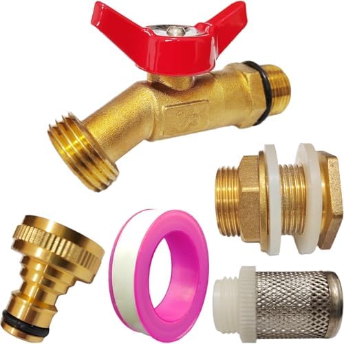 Solid Brass Rain Barrel Spigot Kit with Bulkhead Fitting & Valve by Hymnorq%C2%AE