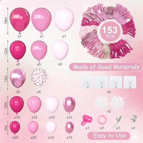 Amandir 153 Pcs Pink Balloon Arch Garland Kit Different Sizes - Image 2