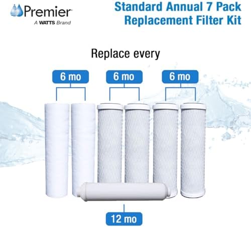 Watts Premier Annual 7-Pack Standard Water Filter Replacement Kit for RO-TFM-5SV, WP-ST6DM, WP-5, WP5-50 Reverse Osmosis System, 2 Sediment Filters, 4 Carbon Pre-Filters, GAC Inline Post-Filter - Image 5