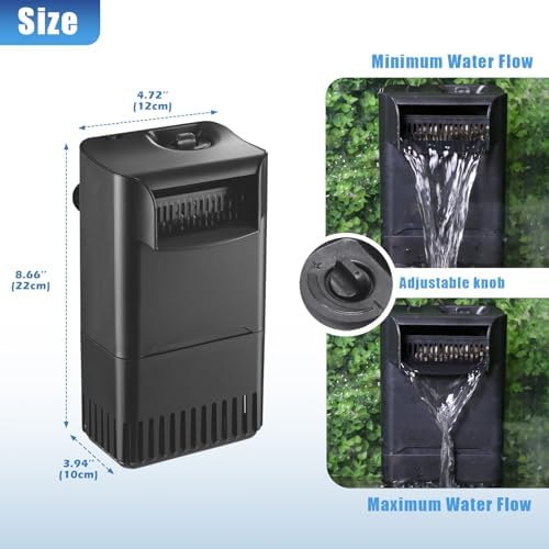 220GPH Turtle Filter for 20-45 Gal Tank, Small Turtle Filters 3-stage Filtration for Freshwater Saltwater Cloudywater, Ultra-quiet and Flow Adjustable for Fish Turtles Shrimps Amphibians Frogs - Image 4