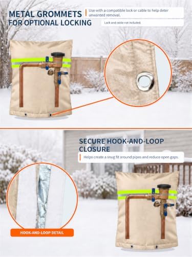 Insulated Backflow Preventer Cover Freeze Protection,24" W x 30" H, Beige - Image 5