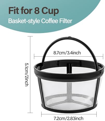 Prasacco Reusable Coffee Filters 4-8 Cup, Coffee Filter Basket Universal Coffees Filter Replacement Safety Nylon Mesh Reusable Filters for Coffees Makers and Brewers - Image 2
