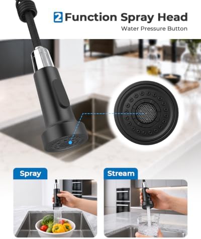 WEWE Utility Sink Faucet with Sprayer and Soap Dispenser, Matte Black - Image 7