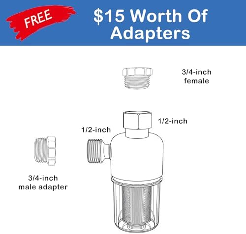 Washing Machine Water Filter, 40 Micron Reusable Brass Inline Sediment Filter, Anti-Scale Hose Pre-Filter for Water Heater, RV, and Toilet Bidet (L Port) - Image 4