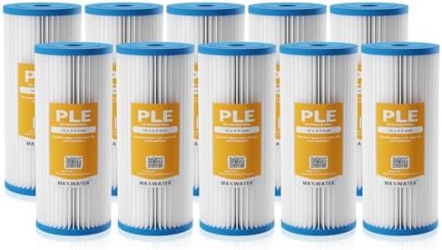 Max Water 10 Micron 10 x 4.5 Pleated Sediment Water Filter, Washable Replacement Cartridge for 10" BB Whole House Systems Compatible with R50-BBSA, FXHSC, WFHDC3001, W50PEHD, GXWH40L (10 Pack) by MaxWater