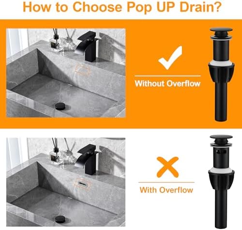 TIORIY Bathroom Sink Stopper Without Overflow, Sink Drain Assembly Black - Image 2