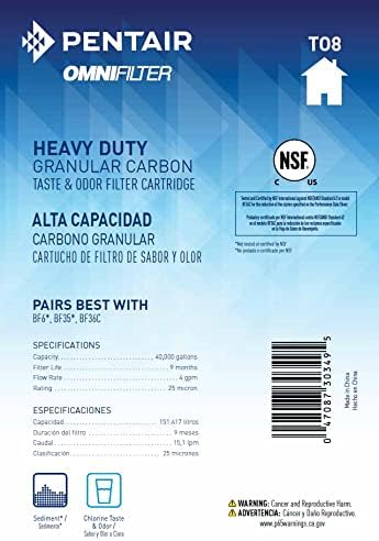 Pentair OMNIFilter TO8 Carbon Water Filter, 10" Heavy Duty Big Blue Whole House Granular Carbon Taste & Odor Replacement Filter Cartridge, 10" x 4.5", 25 Micron - Image 5