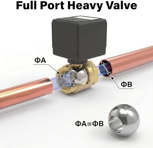VAW Smart Water Shut Off Valve System - 2 * 1' Automatic Heavy Full Port Valve + 4 Wireless Water Leak Detectors + Controller, No Hub, 3-Year Battery, IP66 Waterproof for Kitchen Bathroom Basement - Image 3