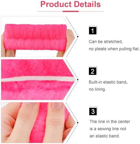 VELSCRUN 6 Pack Spa Headband, Makeup Headbands, Face Wash Headband, Skincare Headbands, Rose Pink Sponge Hair Band Bow Tie Spa Head Band for Washing Face Wristband Set Women Girls Hair Accessories - Image 5