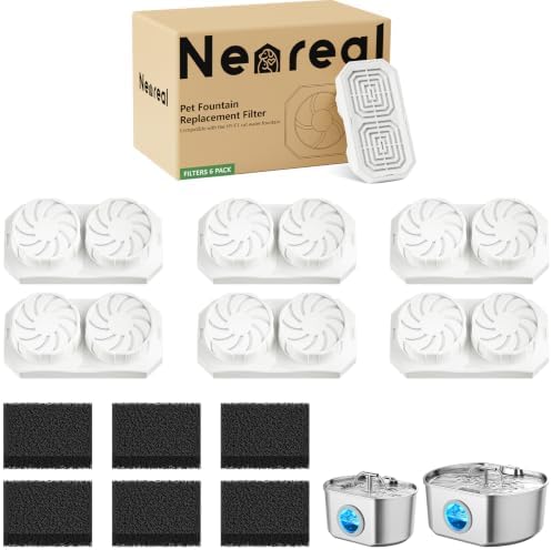 Neareal Official 6-Pack Replacement Filters for 74oz/236oz Pet Fountain by Neareal