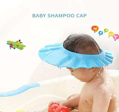 MYUBWTF Blue Baby Shower Cap, Bath Shampoo Cap Hat，Soft Hat Adjustable Visor Cap，Protect your eyes and face from water，Suitable for infants, children and pets from 0 to 12 years old - Image 3