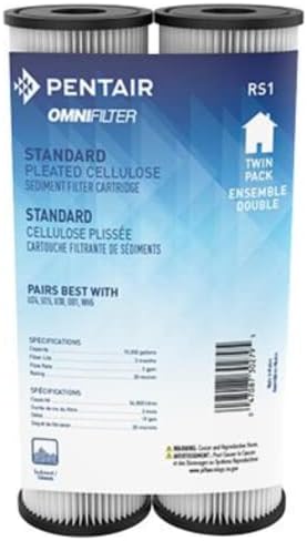 Pentair OMNIFilter RS1 Sediment Water Filter, 10" Standard Whole House Pleated Cellulose Replacement Cartridge, 10" x 2.5", 20 Micron, Pack of 2 by PentairOmniFilter
