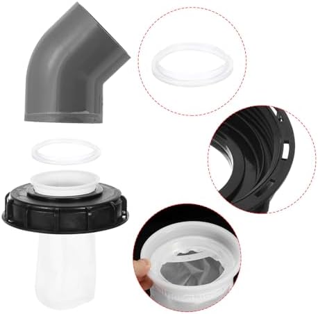 PATIKIL 45° IBC Lid Filter Cover 163mm Plastic Ton Barrel Cover with Washable Nylon Filter IBC Tote Hose Adapter IBC Tank Container for Rainwater Tank Rain Tank 1000L IBC Tank, Black Gray - Image 3