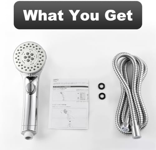 OFFO Shower Head with Hose, 5 Mode Handheld Shower Head with On Off Switch for Water Saving, High Flow Powerful Boosting Showerheads with 60" Stainless Steel Hose, Chrome - Image 6