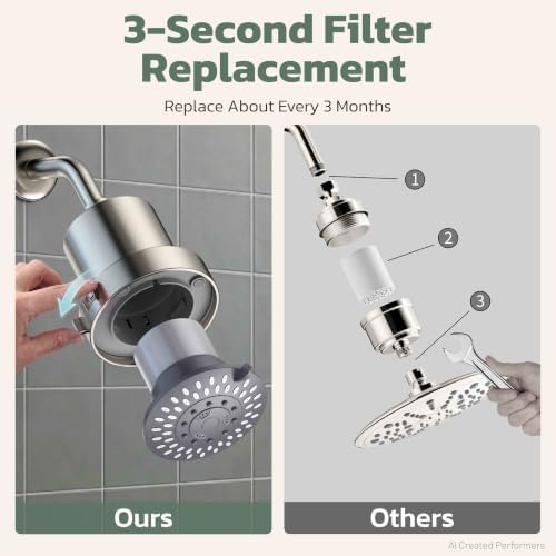 JDO High Pressure Filtered Shower Head, 5 Modes Rain Showerhead with Filter - Image 3