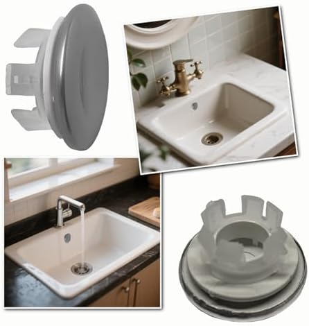 6 Pack Stainless Sink Basin Overflow Ring,Sink Overflow Ring Stainless Steel Round Drain Cover,Basin Trim Ring Insert in Hole Round Caps for Home,Sink,Bathroom,Kitchen - Image 3