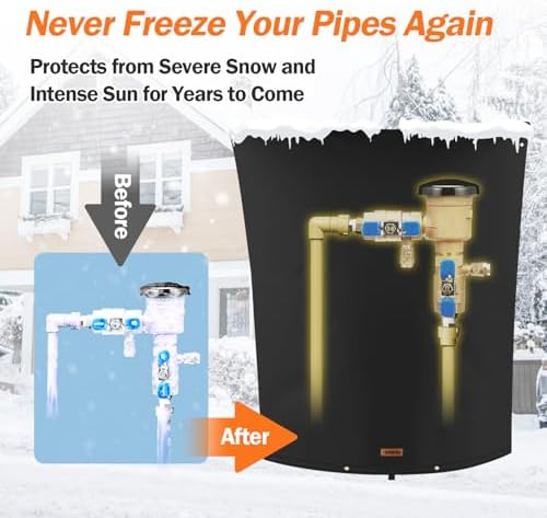 TOHONFOO Backflow Preventer Cover, Pipe Freeze Insulation, 26"Wx44"H, Black - Image 3