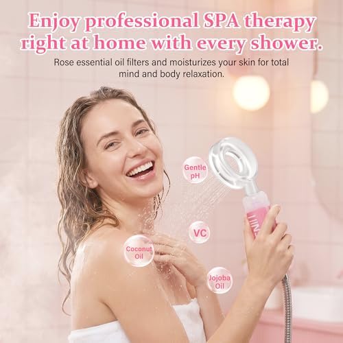 Aromatherapy Shower Head with Handheld – Filtered High Pressure Spa Shower for Softer Skin & Hair, Hard Water Filter with Woody Cedar Scent(rose) - Image 7