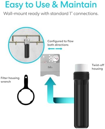 Brio Whole House Water Filter System w/Gauge & Fast-Flow Sediment Filter (5 Micron) 4.5" x 20" | Removes Dirt, Improves Taste & Protects Home Appliances | 900 GPH | 100,000 Gallons or 12 Months - Image 7