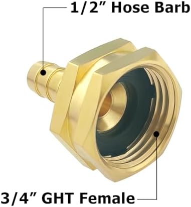 Hooshing 2PCS Garden Hose Swivel Adapter 1/2" Barb x 3/4" GHT Female Thread - Image 3