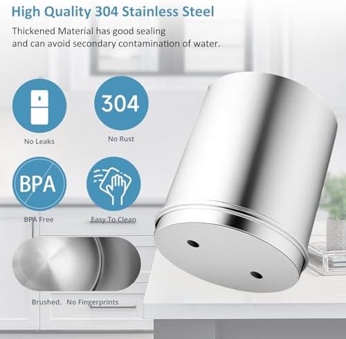 2.25G Ultra-Filtration Gravity Water Filter System，304 Stainless Steel Countertop System with 2 Filters & Metal Faucet，NSF/ANSI 42 Certification，Reduce 99% Chlorine - Image 2
