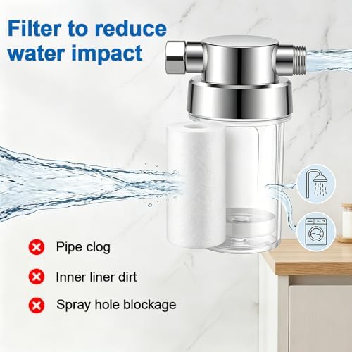Inline Sediment Water Filter, Transparent PC Housing Washer Water Filters, PP Cotton Filtration for Shower Heater Washing Machine - Image 7