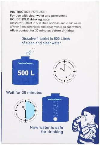 Ef-Chlor Overhead & Underground Water Tank Purification Tablets/Pills 1.67gm Jar of 50 Tablets Having 3 Years Shelf Life 1 Tablet Purifies 132 Gallons Water - Image 6