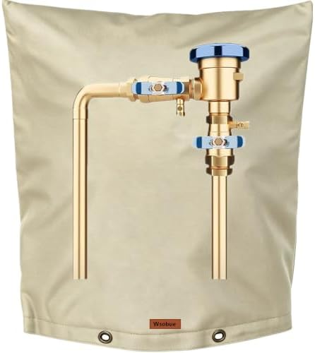 Backflow Preventer Cover Insulated Pouch,Outdoor Pipe Insulation Cover,Winter Freeze Protection Water Well Pump Covers Sprinkler Valve Cover Insulated (Khaki, 24''W x 24''H) by Wsobue