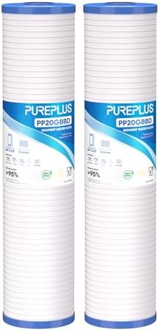 PUREPLUS 5 Micron 20"x4.5" Whole House Grooved Sediment Water Filter 2 Pack by PUREPLUS